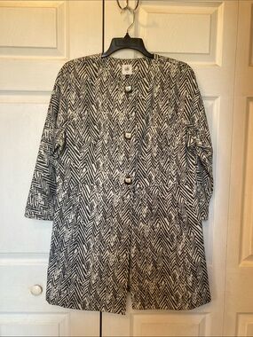 CAbi Black & White Zigzag Button Jacket